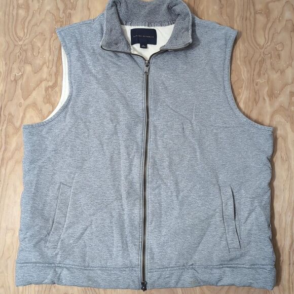 Banana Republic Mens XL Gray Warm Full Zip Lined Vest with Zip Pockets Modal - Picture 2 of 6
